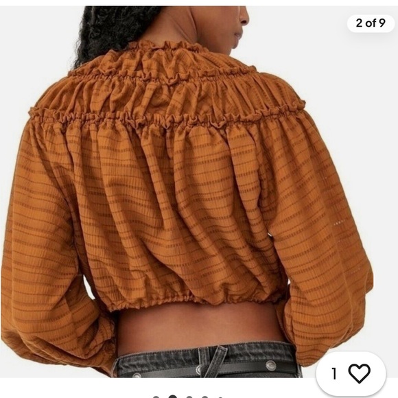 FREE PEOPLE HAILEY CROPPED LONG SLEEVE BLOUSE GLAZED GINGER MEDIUM - Picture 3 of 11